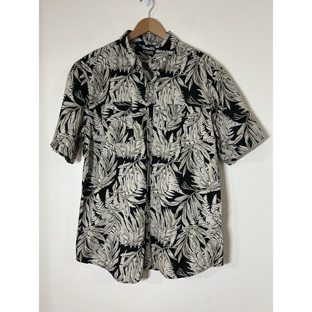 Chaps Shirt Men's Size XL Button Down Short Sleeve Tropical Palm Print